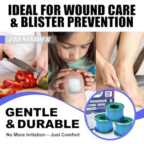 FRESINIDER Silicone Medical Tape ? 1" x 5 Yard Blue 1 Roll, Pre-Cut, Waterproof & Repositionable, Pain-Free Removal, Hypoallergenic Adhesive for Sensitive Skin, Wound Care & First Aid Use