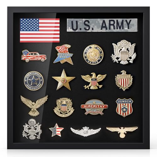 11x11 Shadow Box Pin Display Frame for Badges Medals Black Frame - TJ.MOREE
