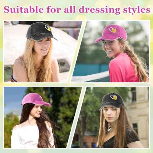 Hercicy 2 Pcs Baseball Cap for Women Men Retro Adjustable Fashion Sun Embroidered Heart Golf Hat for Hiking Travel Pink Grey