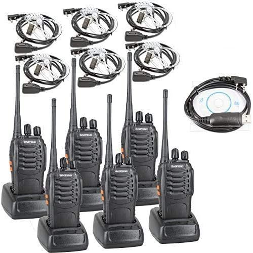 BaoFeng BF-888S Two Way Radio with Built in LED Flashlight (Pack of 6) +Covert Air Acoustic Tube Headset Earpiece