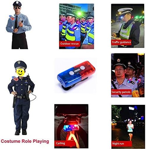 Police Personal Safety Warning Signal Clip Shoulder Light with Electronic Whistle Flashlight magnet For Outdoor Rescue,Traffic Guidance,Police patrols,Cycling,Night run,Costume Role Playing (Red/Blue)