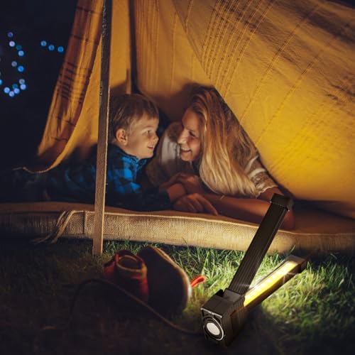 Magnetic Gym Lamp for Posing, Portable Magnet LED Flashlight with Hanging Hook, 7th Gear Dimming & 180 Degree Folding, Handheld USB Rechargeable Power Bank Camping Light