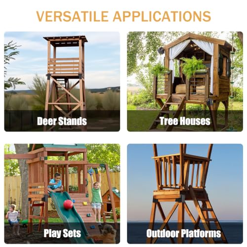 Deer Stand Brackets 4x4 Support Set - Black, Easy Install, Heavy Duty, Variation of Deer Stands A-Black