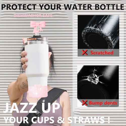 Bow Silicone Boot for StanleyTumbler 20-40oz& Owala Water Bottle 24oz& IceFlow 20oz 30oz& Hydroflask Water Bottle 12-24oz Anti-Slip Sleeve for Stanley Cup Accessories