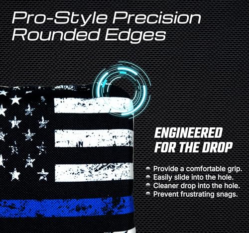 American Heroes Cornhole Bags Set of 8 - Regulation Size & Weight - Blue/Red Line