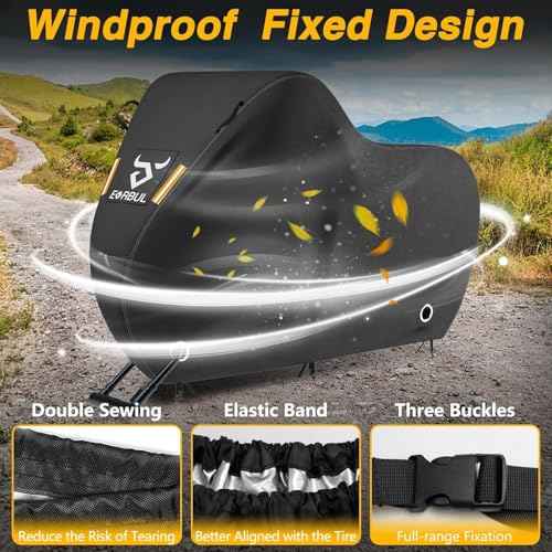 EVERBUL Bike Cover for 1 or 2 Bike 79'' L x 30'' W x 44'' H, Outdoor Waterproof Bicycle Covers with Lock Hole, 420D Heavy Duty Fabric Rain Sun UV Dust Wind Proof for Mountain, Road Bike, EBike