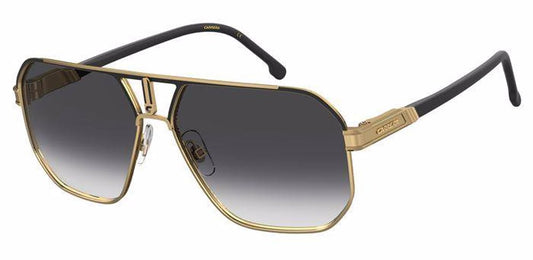 Carrera CA1062/S SAO 62MM Matte Black-Gold / 90 Dark Grey Shaded Square Sunglasses for Men + BUNDLE With Designer iWear Complimentary Eyewear Kit