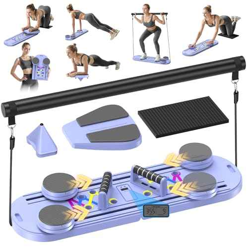 Pilates Board,Foldable Pilates Reformer Equipment with Timer, 7-in-1 Multi-Purpose Portable Pilates Reformer Machine Home Pilates Kit for Home Workout,Fitness,Exercise,Abs