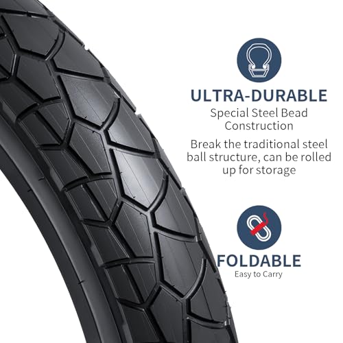 YUNSCM 2-PCS 20" E-Bike Fat Tires 20x3.0/76-406 Compatible with 20x3.0 All-Terrain Directional Tread Bicycle Tires