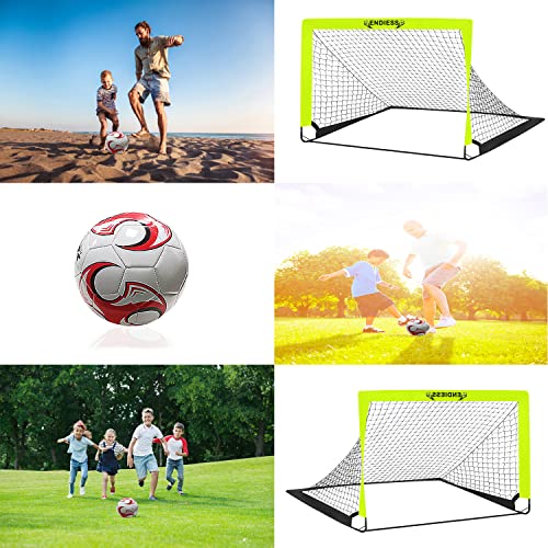 Green 4x3ft Kids Soccer Goals Set with Ball Pump Cones & Carry Bag