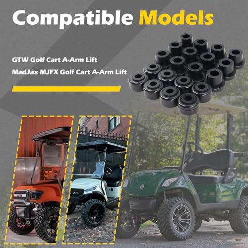 Golf Cart A-Arm Bushing Kit Replacement for GTW & MadJax Lift - Black