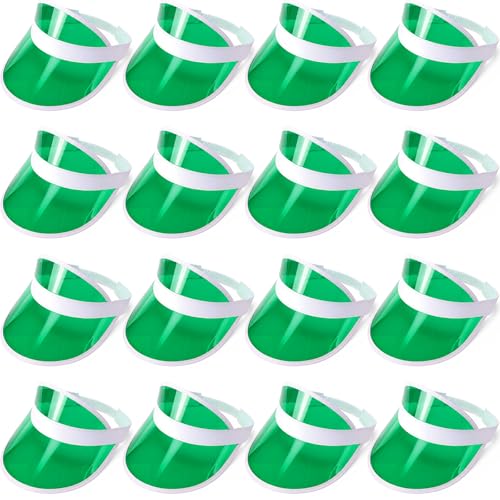 Golf Visors Pack of 10 - Green Plastic Sun Hats for Poker, Outdoor & Sports