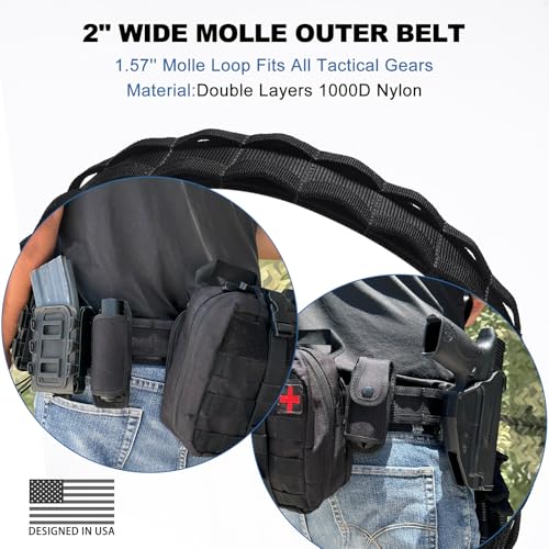 WarBull Tactical Molle Belt with Quick Release Buckle - Black, M (33-37" Waist)