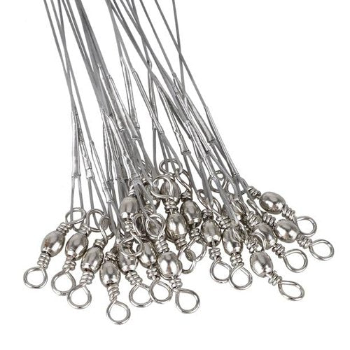 Tgpiao 80Pcs Fishing Leaders,Nylon-Coated Fishing Line Wire Leaders with Swivels and Snaps Connect Lures Rig or Hooks, for Saltwater and Freshwater,Fishing Gift,4Size (Silvery)
