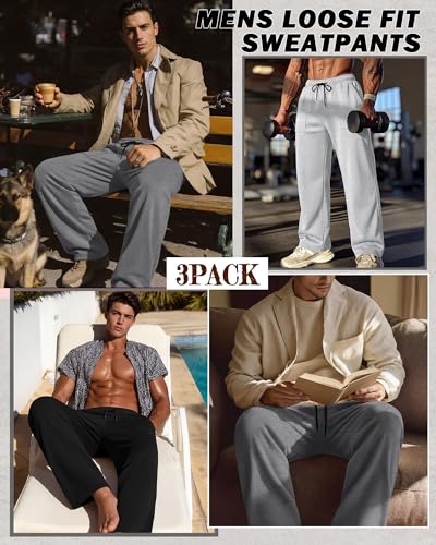 Men's Lightweight Baggy Sweatpants - Large / Black, Gray Variants