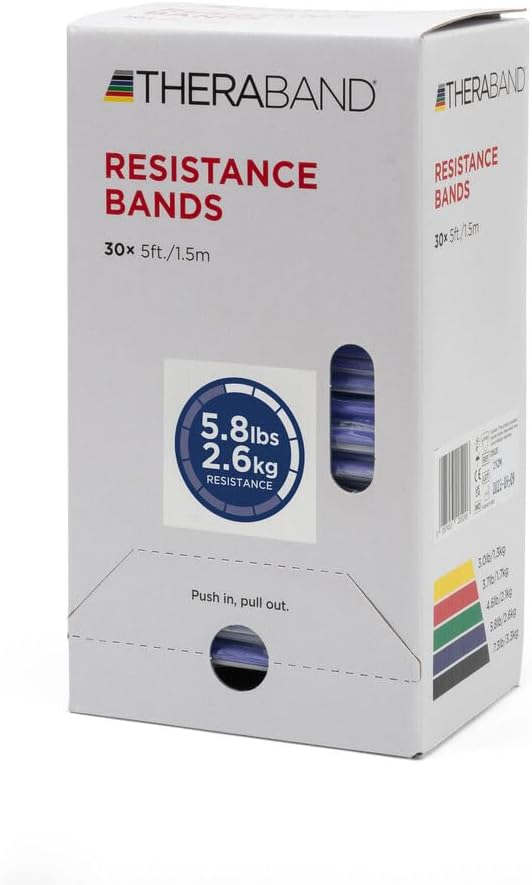 THERABAND Professional Resistance Bands - 5ft Latex Elastic for Home Workouts, Rehab & Pilates (15/30 Count)