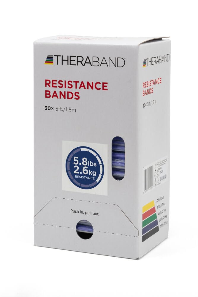 THERABAND Resistance Bands, 5 Foot, 15 Count Professional Latex Elastic Bands For Upper & Lower Body Exercise, Physical Therapy, Pilates, At-Home Workouts, & Rehab, Heavy Green, Intermediate, Level 3