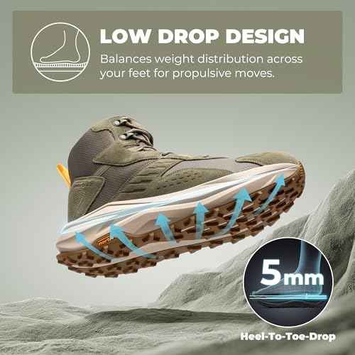 NORTIV 8 Men's Wide Toe Box Hiking Boots Low Drop Waterproof Outdoor Trekking Camping Shoes Katahdin