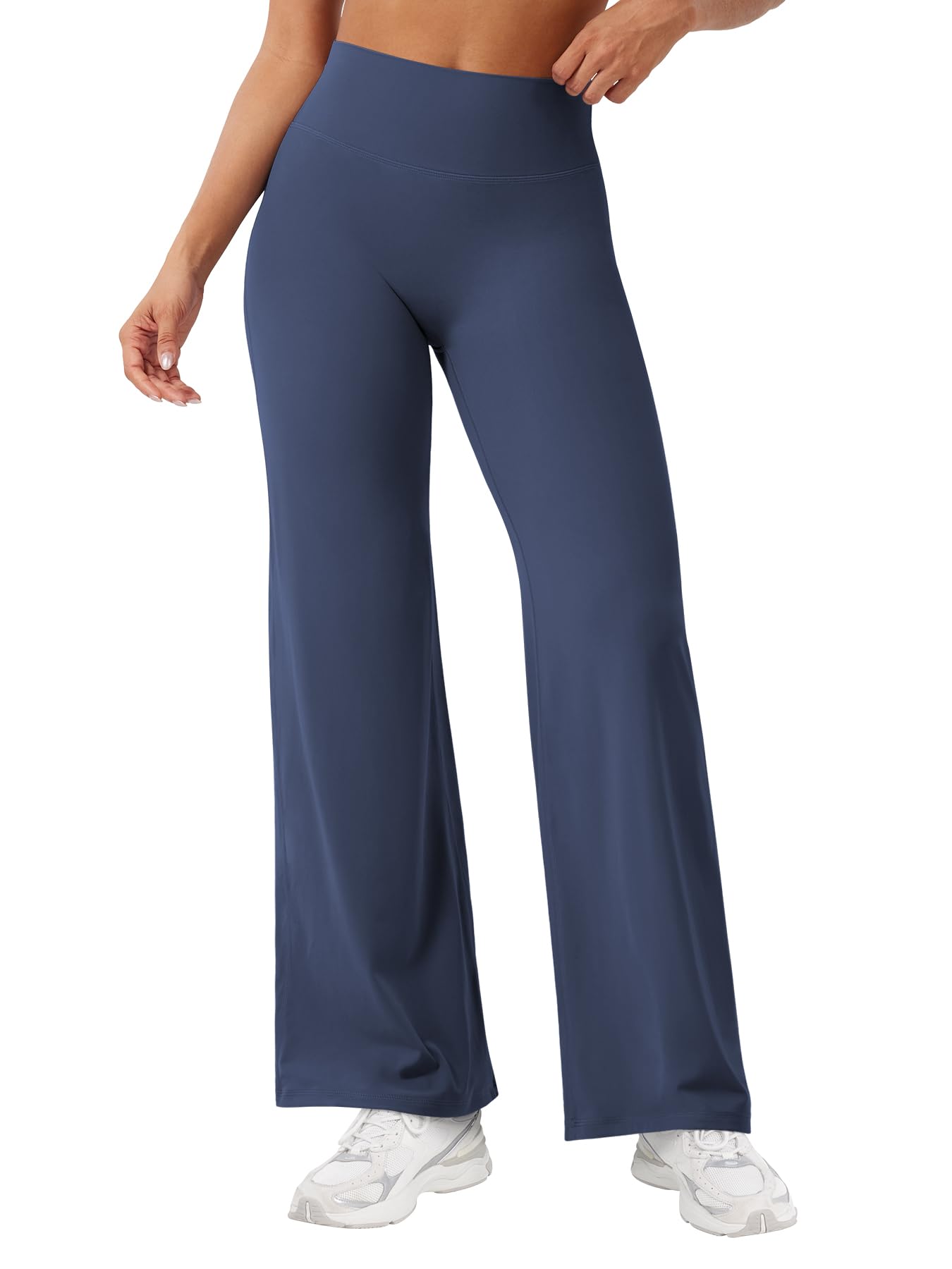 YEOREO Workout Leggings Womens No Front Seam Straight Leggings 29" High Waist Buttery Eddiy Gym Yoga Pants Navy Blue XS