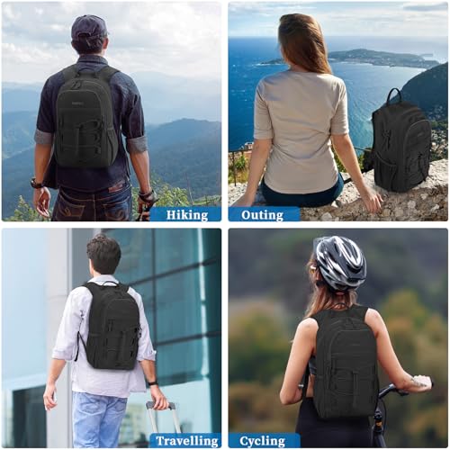 ZOMFELT Hiking Backpack for Women Men, 15L Lightweight Packable Backpack for Trip, Water Resistant Small Travel Backpacks, Foldable daypack for Hiking, Walking, Cycling, Camping, Black