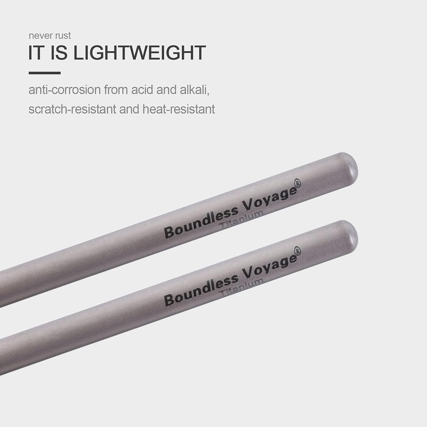 iBasingo Titanium Chopsticks Square Ultralight (15g) Skidproof Chinese Chopsticks for Camping, Travel & Home Use, Reusable Metal Utensil Durable Outdoor Cutlery (1 Pair Ti1001T)