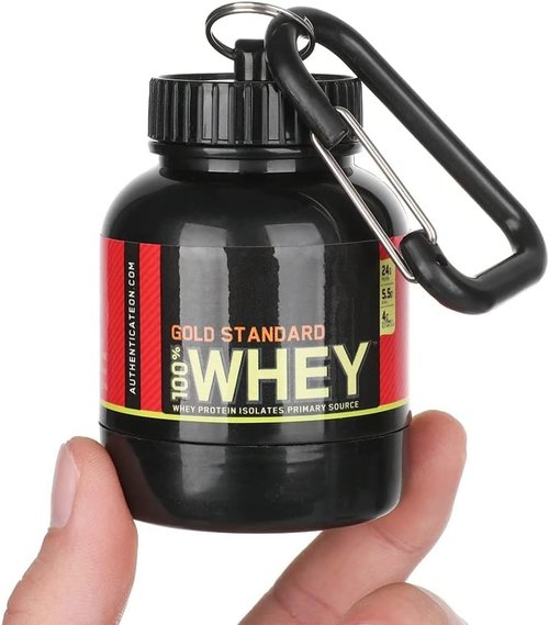 UNITED IMPORTS Protein Powder and Supplement Funnel Keychain - Protein Powder Container with Durable Key-Chain Portable to-Go Container for The Gym, Workouts, Fitness, and Travel, Black (2Pack, NO)