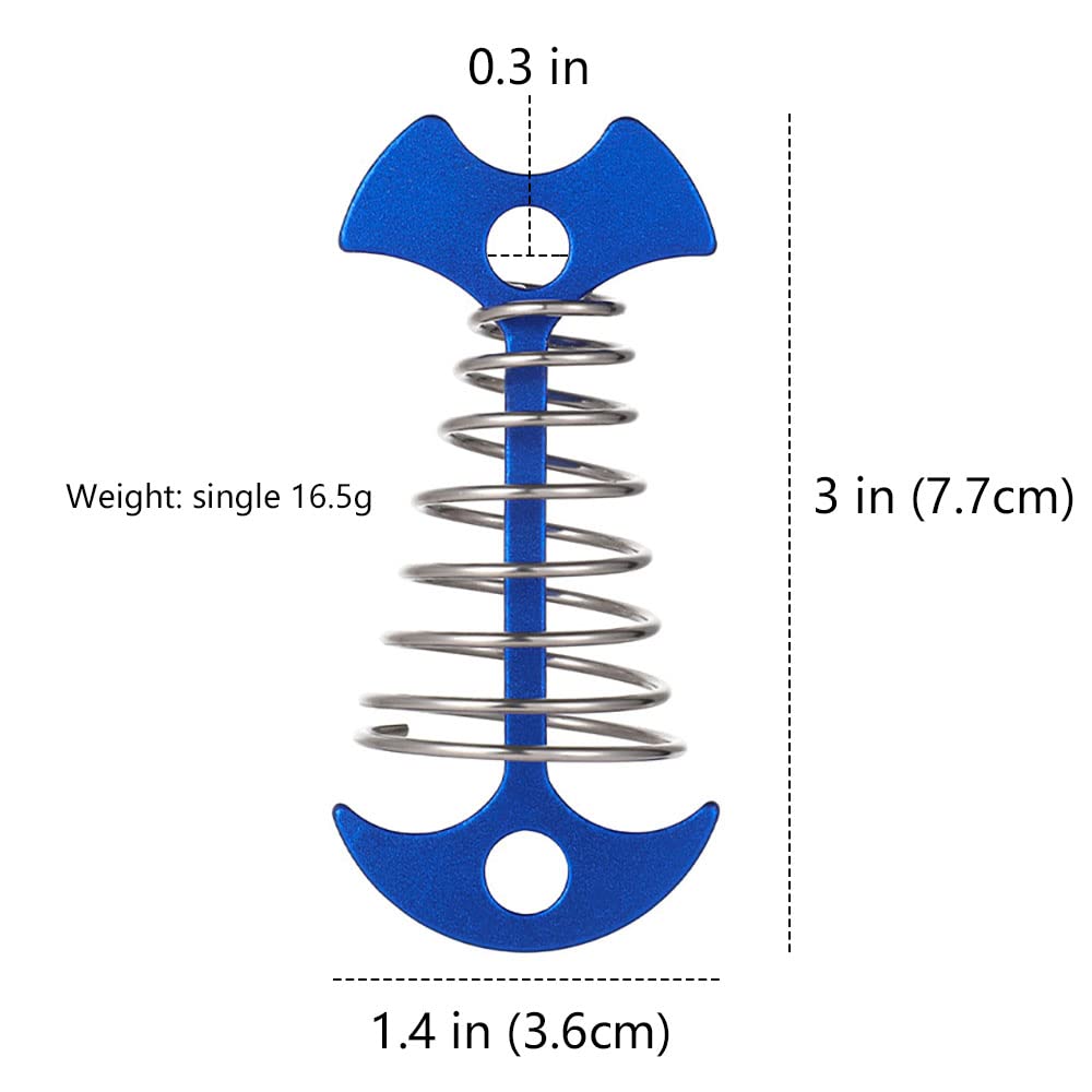 Fishbone Deck Anchor Pegs with Carabiners, Aluminium Tent Stakes with Spring Buckle, Windproof for Outdoor Camping Hiking (10Pcs Black)