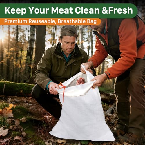 White Elk Game Bags Set with Reflective Strips - Hunting Meat Storage
