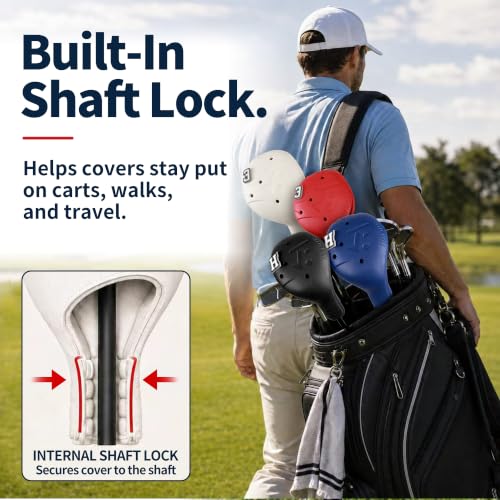 Black Snap-On Golf Headcover Set for Driver, Woods & Hybrid - 4 Pack