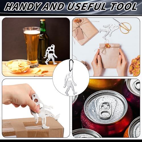 Cholemy 12 Pcs Credit Card Tool Novelty Christmas Stocking Stuffer Wallet Multitool Edc Gadget Friendship Bigfoot Sasquatch Elephant Gift Small Hand Carabiners Tool for Men Birthday(Ape-man,Silver)