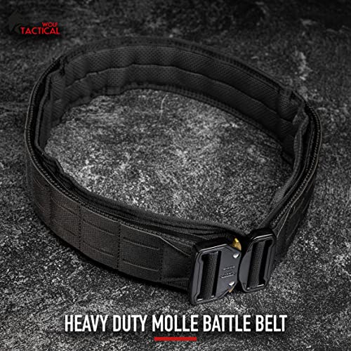 Wolf Tactical Molle Battle Belt - Black Medium 40-45 Combat Duty Belt