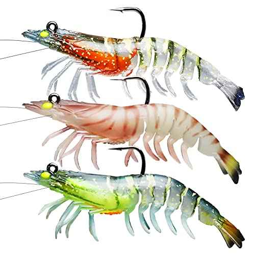 TRUSCEND Pre-rigged Fishing Jig Lures for Freshwater and Saltwater, Innovative Super Durable TPE Bass Lures, Lifelike Shrimp Crayfish Swimbait, Weedless Lure for Crappie Trout Walleye, Keep Separately