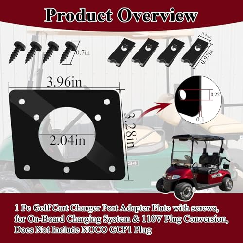 Golf Cart Charging Port Adapter Plate 1 Pc for EZGO TXT 36V & Noco GCP1 110V
