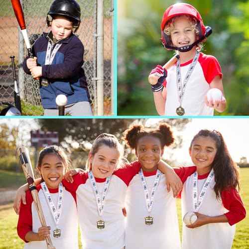 Medals with Neck Ribbons Soccer Awards Medals Baseball Team Awards Softball T-Ball Flag Football Trophy for Kids Sports Competitions Celebration Gift