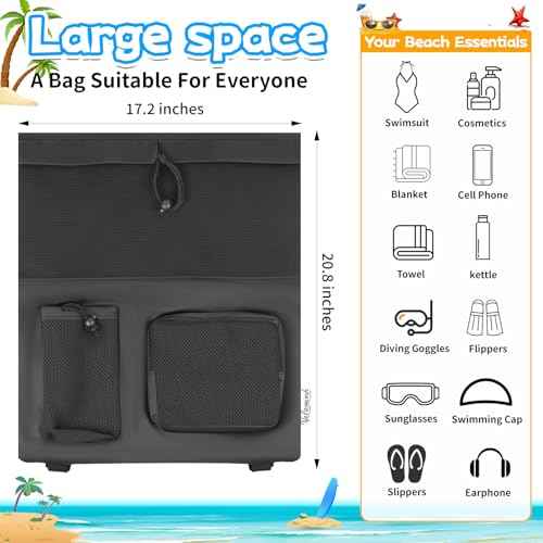 Mesh Swim Bag Beach Drawstring Backpack, Waterproof Gym Bags for Men and Women, Large Pool Bag Swimming Gear for Swimmers