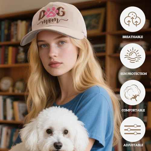 Embroidered Hat for Cat and Dog Mom Gifts for Women - Dog Gifts for Women, Adjustable Breathable Baseball Cap
