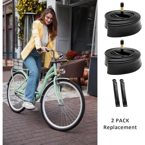 700x32c/700x35c Bike Tube 2 Pack with 2 Tire Levers AV48mm Schrader Valve Road Bike Inner Tubes Premium Butyl Rubber Bicycle Tube 2 Pack City Bike Tube