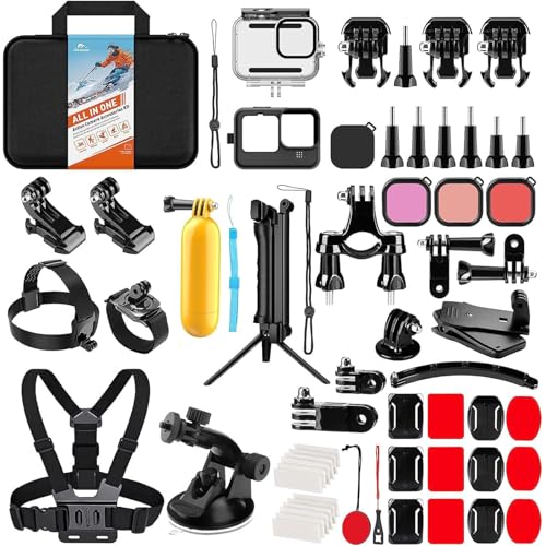 63 in 1 Action Camera Accessories Kit Waterproof Housing Tripod Mounts