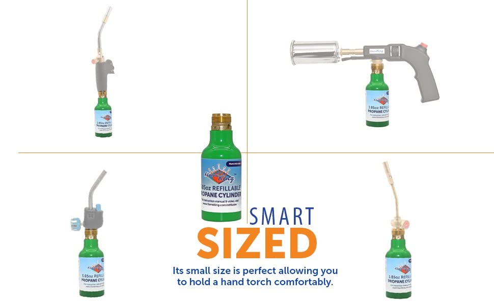 Flame King 1/4-lb Empty Refillable Propane Cylinder Tanks - Reusable & Transportable - Safe and Legal Refill Option - UL1769 Listed Valve, Green, 3.85 oz (2-Pack)