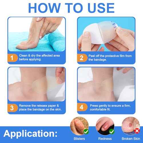 Gel Blister Bandages 21ct, Waterproof Hydrocolloid Blister Bandages for Foot Wound Quick-Healing Blister Cushions for Toe Heel All-Day Prevention, Variety Combo Pack