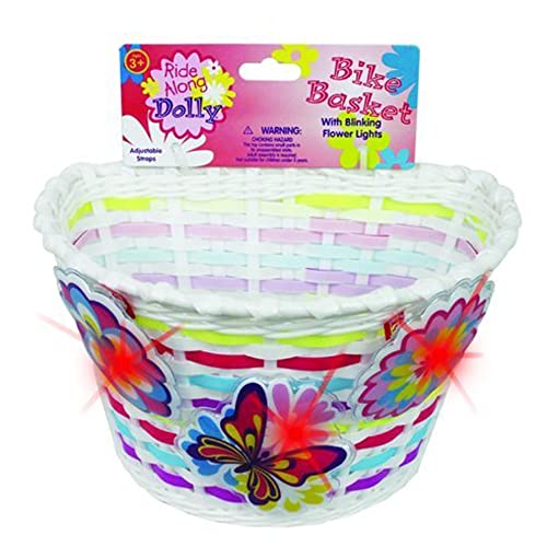 Kids Bicycle Basket with Light-Up Flowers & Butterfly Decor - Easy Attach, Durable