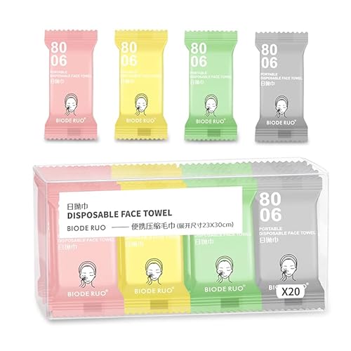 20 pcs Compressed Towels for Travel, HOMIOVE Portable Thick Disposable Compressed Face Washcloths, Large Camping Cotton Soft Reusable Compression Towels for Home Hotel Guests Salon Outdoor Activities