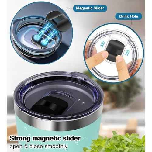 Tumbler Lid for Yeti 20 oz Tumbler, 10/24 oz Mug and 10 oz Lowball, 2 Pack Travel Spill Proof Cup Lids Covers with Magnetic Slider Switch