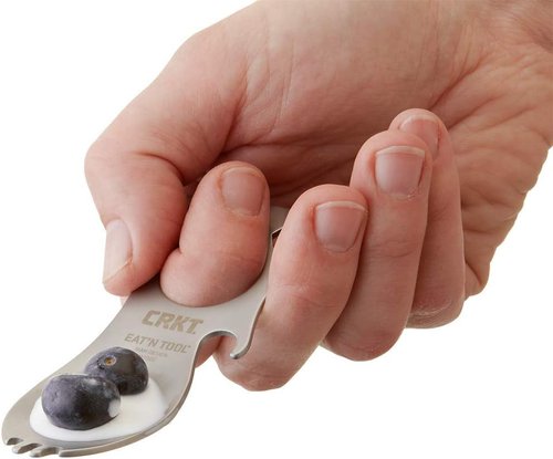 CRKT Eat'N Tool Outdoor Spork Multitool: Durable and Lightweight, for Camping, Hiking, Backpacking and Outdoors Activities, Titanium, Silver 9100TI