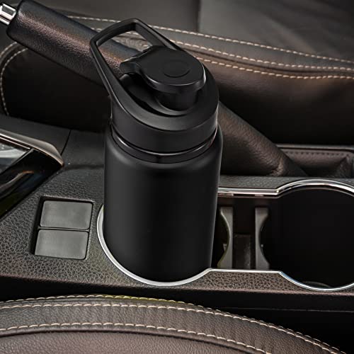14 Pack Aluminum Water Bottles 17 oz Reusable Sport Water Bottles with Leakproof Snap Lid - Black