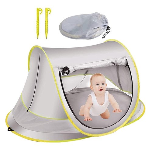 SelWatty Baby Beach Tent Pop Up, Waterproof UPF 50+ Beach Shelter Foldable Beach Accessories Breathable Portable Baby Garden Shade Outdoor Sunshade