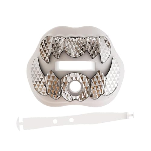 LeCool Football Mouth Guard ? Rhombic Chrome Design with Strap ? Maximum Protection & Airflow for Youth and Adult Athletes.