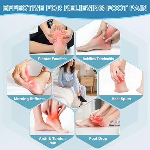 Plantar Fasciitis Night Splint Brace with Massage Ball, Relieves Foot Drop and Achilles Tendonitis, Adjustable Straps, Soft & Comfortable Sleep, Night Splint for Plantar Fasciitis Women & Men, Small