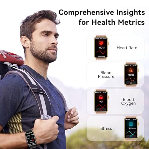 KPEP Health Fitness Watch with LED Flashlight, 24/7 Stress/Blood Pressure/SpO2/Heart Rate/Sleep Monitor, 100+ Sport Modes Calorie Counter Pedometer IP68 Waterproof Fitness Tracker for Men Women, Pink