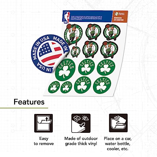 Boston Celtics Vinyl Sticker Sheet - 8.5 x 11 Inches, Team Fan Decal